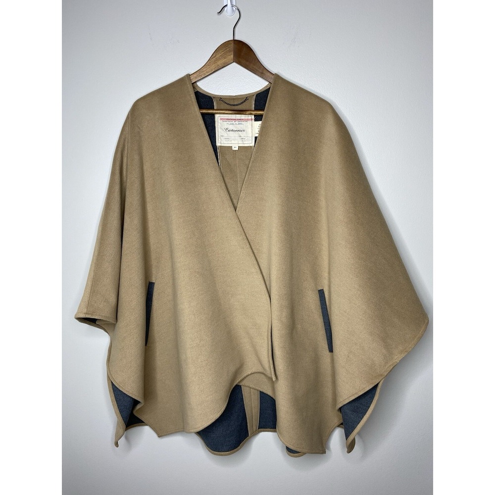 CARTONNIER ANTHROPOLOGIE Vista Poncho Cape Camel Gray M/L Oversize‎